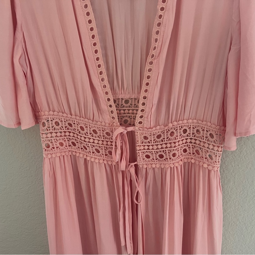 NWT Duster, Beach Coverup, Cardigan. Pretty Peach, Medium, vacation vibes - Picture 2 of 5